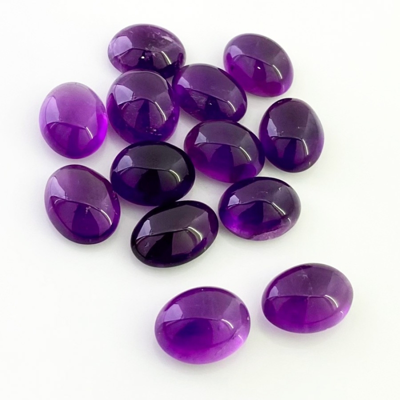 105.45 Cts. African Amethyst 14x10.5-15x11mm Smooth Oval Shape A Grade Cabochons Parcel - Total 13 Pcs.