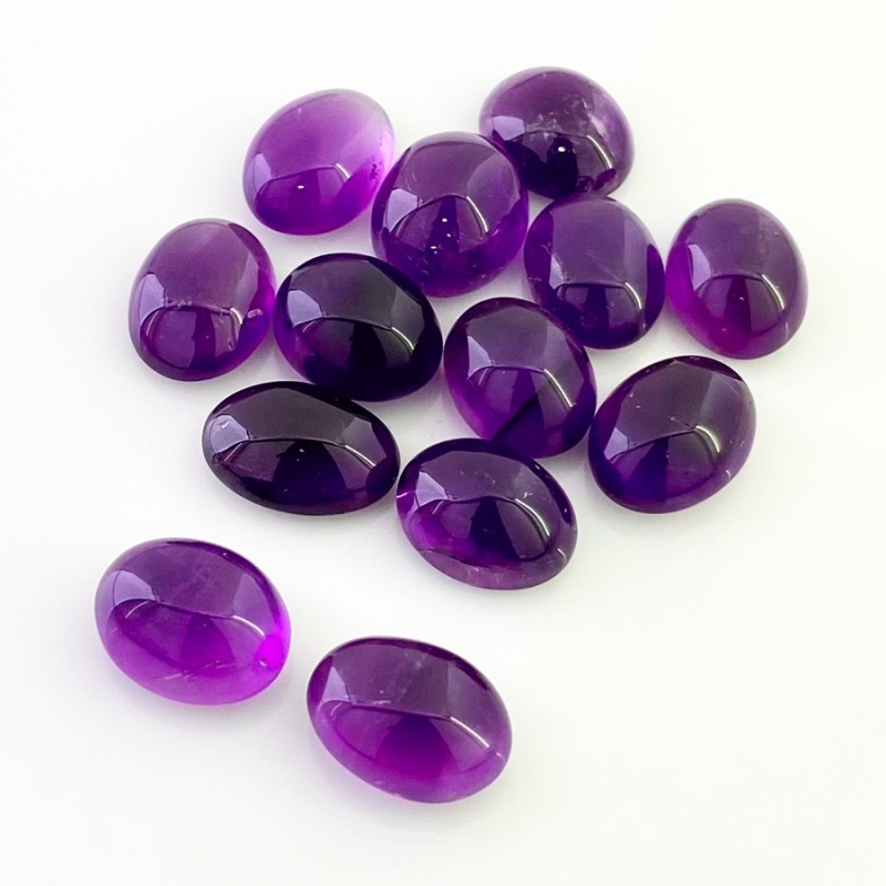 105.45 Cts. African Amethyst 14x10.5-15x11mm Smooth Oval Shape A Grade Cabochons Parcel - Total 13 Pcs.