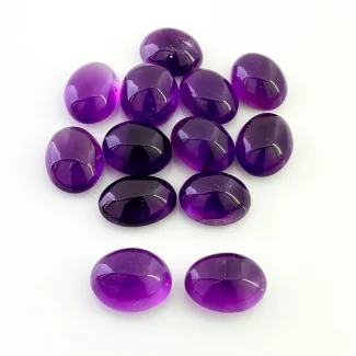 105.45 Cts. African Amethyst 14x10.5-15x11mm Smooth Oval Shape A Grade Cabochons Parcel - Total 13 Pcs.