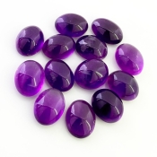 105.45 Cts. African Amethyst 14x10.5-15x11mm Smooth Oval Shape A Grade Cabochons Parcel - Total 13 Pcs.