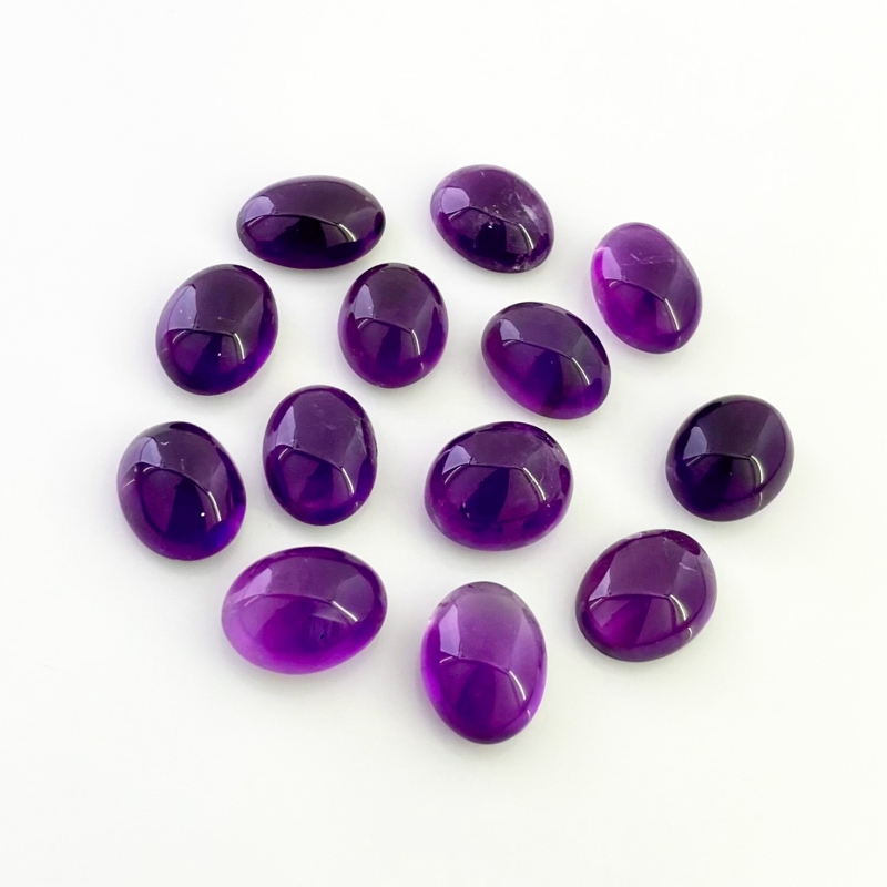 105.45 Cts. African Amethyst 14x10.5-15x11mm Smooth Oval Shape A Grade Cabochons Parcel - Total 13 Pcs.