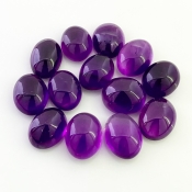 105.45 Cts. African Amethyst 14x10.5-15x11mm Smooth Oval Shape A Grade Cabochons Parcel - Total 13 Pcs.