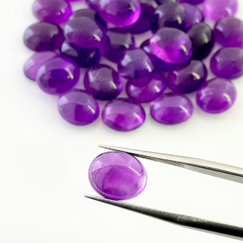 125.40 Cts. African Amethyst 11x9mm Smooth Oval Shape A Grade Cabochons Parcel - Total 34 Pcs.