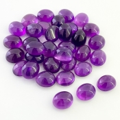 125.40 Cts. African Amethyst 11x9mm Smooth Oval Shape A Grade Cabochons Parcel - Total 34 Pcs.