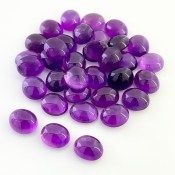 125.40 Cts. African Amethyst 11x9mm Smooth Oval Shape A Grade Cabochons Parcel - Total 34 Pcs.