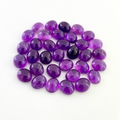 125.40 Cts. African Amethyst 11x9mm Smooth Oval Shape A Grade Cabochons Parcel - Total 34 Pcs.