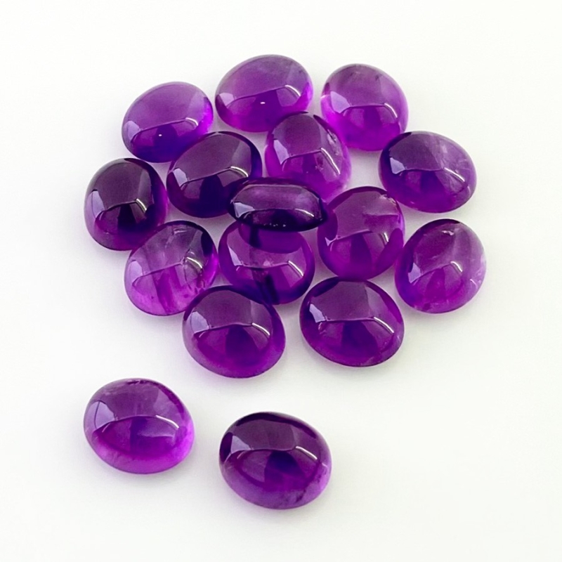 66.60 Cts. African Amethyst 11x9mm Smooth Oval Shape A Grade Cabochons Parcel - Total 16 Pcs.