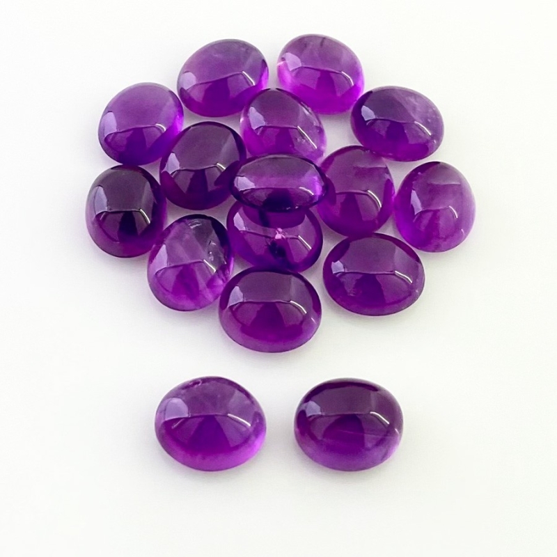 66.60 Cts. African Amethyst 11x9mm Smooth Oval Shape A Grade Cabochons Parcel - Total 16 Pcs.