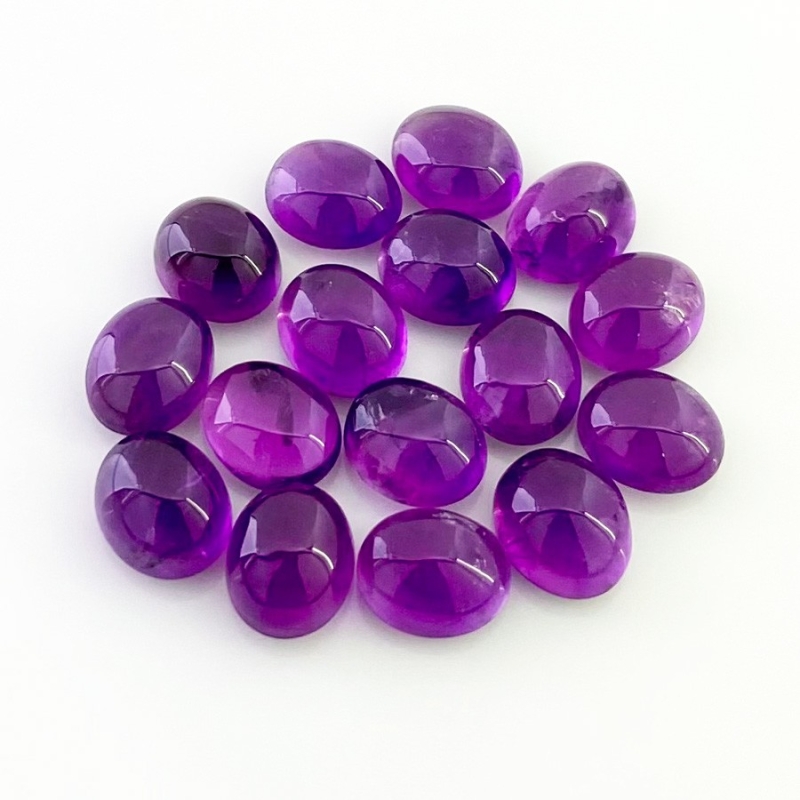 66.60 Cts. African Amethyst 11x9mm Smooth Oval Shape A Grade Cabochons Parcel - Total 16 Pcs.