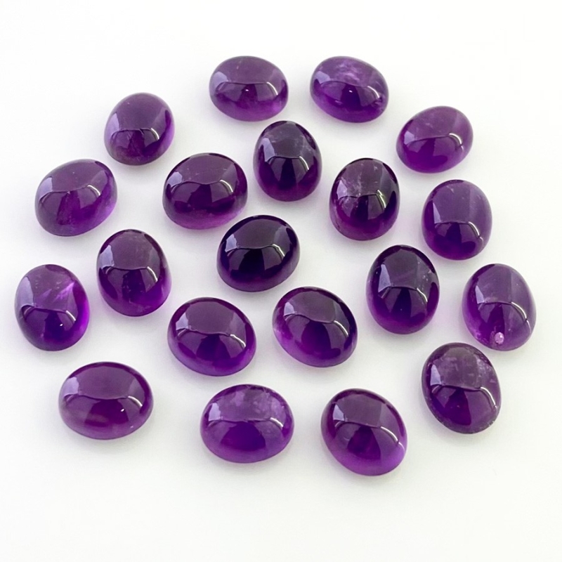 72.05 Cts. African Amethyst 10X8mm Smooth Oval Shape A Grade Cabochons Parcel - Total 20 Pcs.