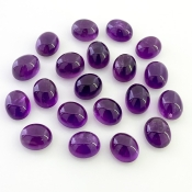 72.05 Cts. African Amethyst 10X8mm Smooth Oval Shape A Grade Cabochons Parcel - Total 20 Pcs.