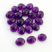 72.05 Cts. African Amethyst 10X8mm Smooth Oval Shape A Grade Cabochons Parcel - Total 20 Pcs.
