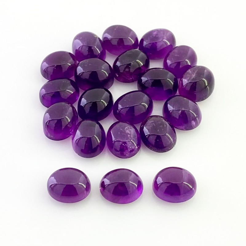 African Amethyst Smooth Oval Shape A Grade Cabochon Parcel - 10X8mm - 20 Pc. - 72.05 Cts.