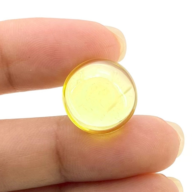  16.40 Carat Lab Yellow Sapphire 15mm Smooth Round Shape AAA Grade Loose Cabochon - Total 1 Pc.