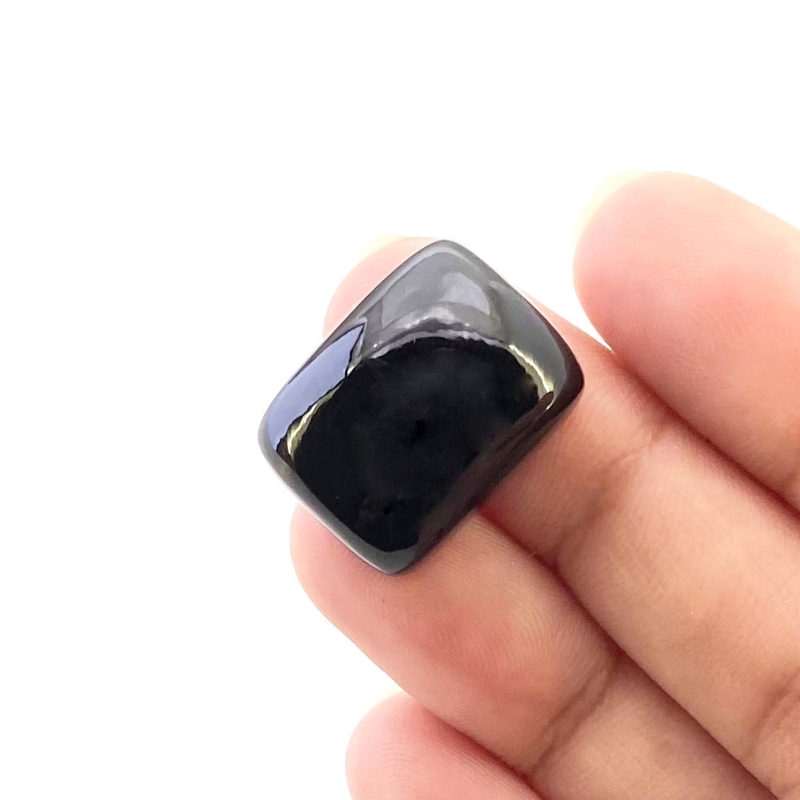 26.45 Carat Black Spinel 20x15mm Smooth Cushion Shape AAA Grade Loose Cabochon - Total 1 Pc.