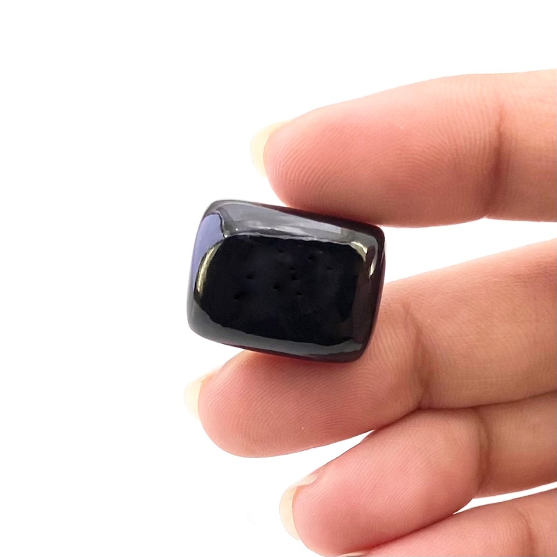 26.45 Carat Black Spinel 20x15mm Smooth Cushion Shape AAA Grade Loose Cabochon - Total 1 Pc.