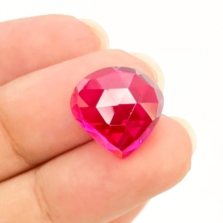  13.60 Carat Lab Ruby 14mm Rose Cut Heart Shape AAA Grade Loose Cabochon - Total 1 Pc.