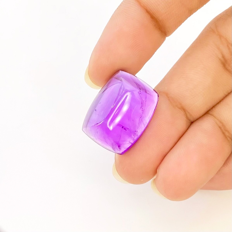 21.30 Carat African Amethyst 20x15mm Smooth Cushion Shape A Grade Loose Cabochon - Total 1 Pc.