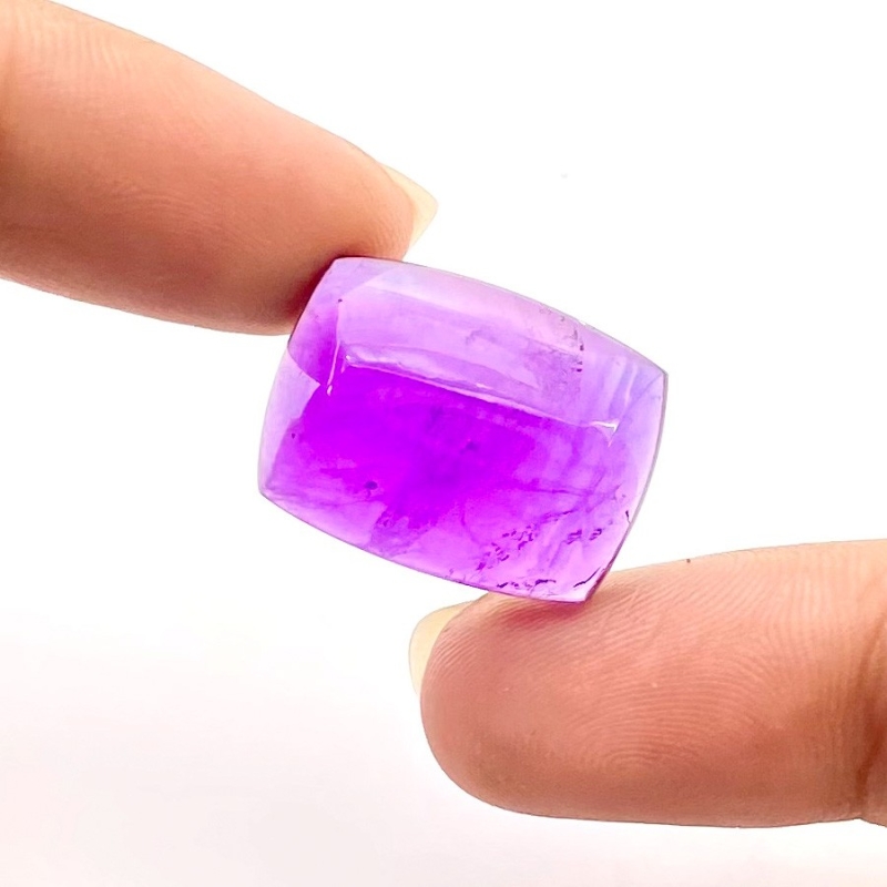 22.75 Carat African Amethyst 20x15mm Smooth Cushion Shape A Grade Loose Cabochon - Total 1 Pc.