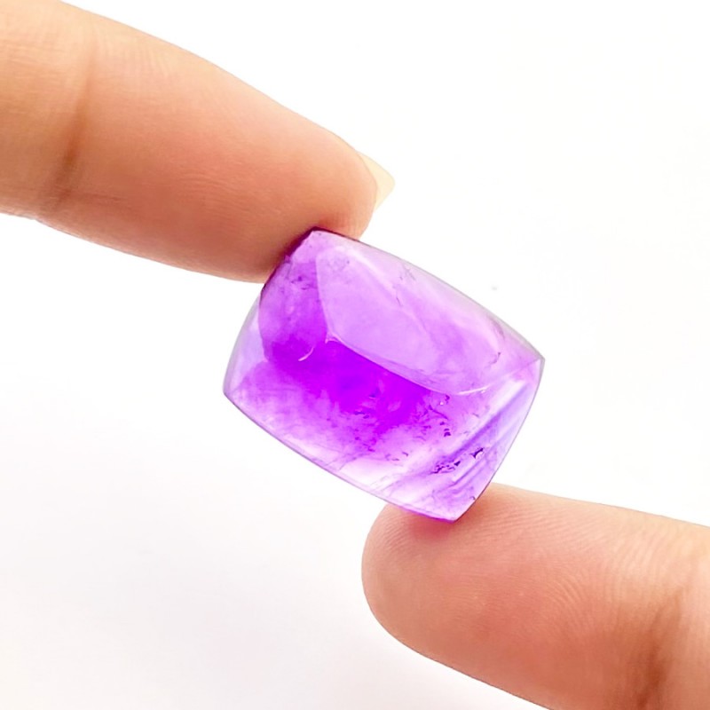 21.65 Carat African Amethyst 20x15mm Smooth Cushion Shape A Grade Loose Cabochon - Total 1 Pc.