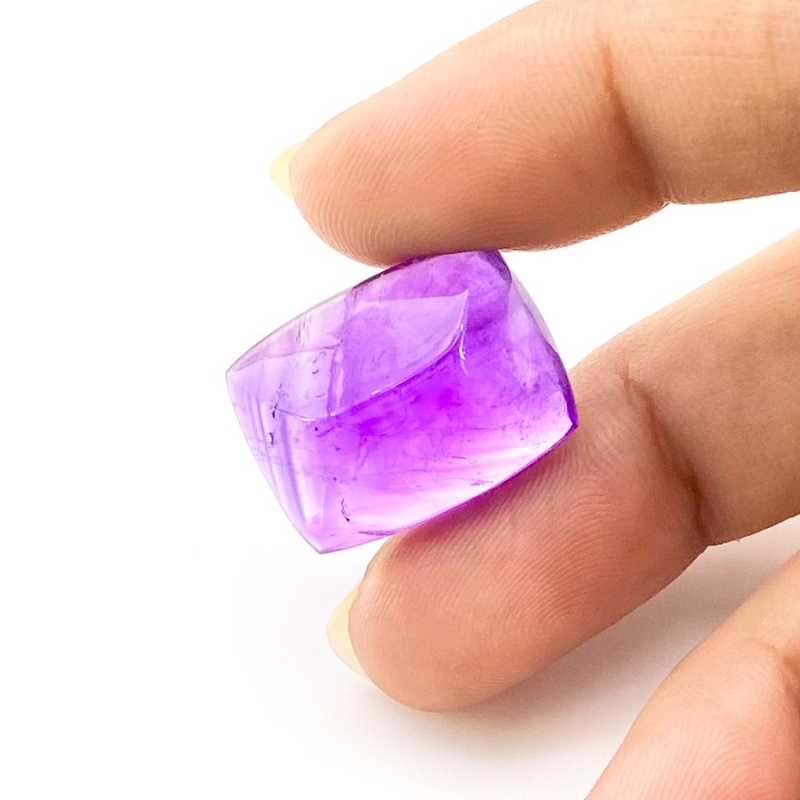 21.65 Carat African Amethyst 20x15mm Smooth Cushion Shape A Grade Loose Cabochon - Total 1 Pc.