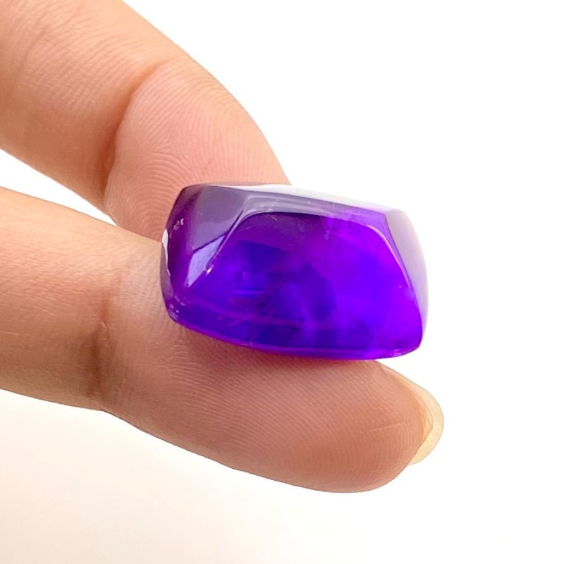 20.05 Carat African Amethyst 20x15mm Smooth Cushion Shape A Grade Loose Cabochon - Total 1 Pc.