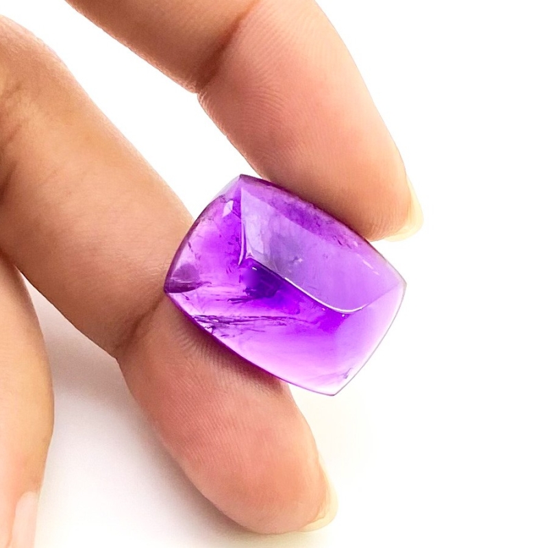 20.05 Carat African Amethyst 20x15mm Smooth Cushion Shape A Grade Loose Cabochon - Total 1 Pc.