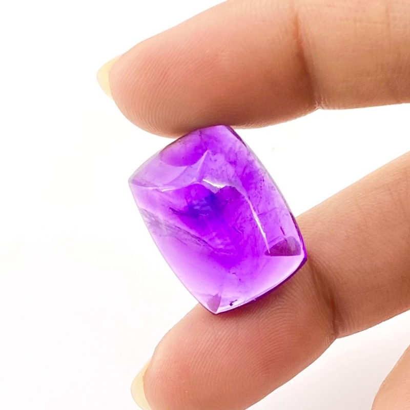 20.05 Carat African Amethyst 20x15mm Smooth Cushion Shape A Grade Loose Cabochon - Total 1 Pc.