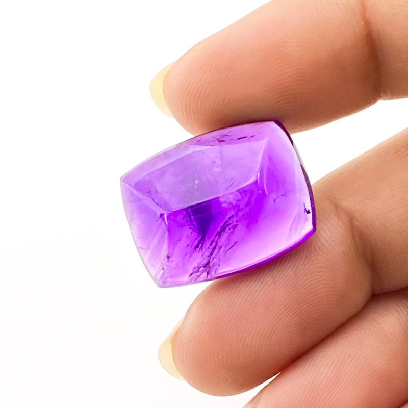 20.05 Carat African Amethyst 20x15mm Smooth Cushion Shape A Grade Loose Cabochon - Total 1 Pc.