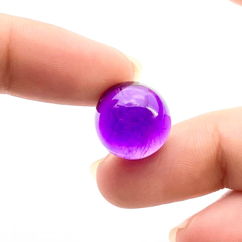 12.25 Carat African Amethyst 14mm Smooth Round Shape A Grade Loose Cabochon - Total 1 Pc.