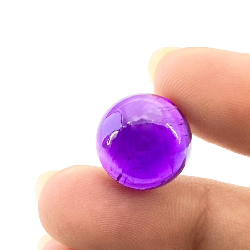 12.25 Carat African Amethyst 14mm Smooth Round Shape A Grade Loose Cabochon - Total 1 Pc.