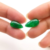  11.31 Cts. Emerald 16x8mm Smooth Drop Shape A Grade Matched Gemstone Beads Pair - Total 2 Pcs.