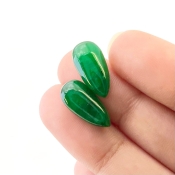  11.31 Cts. Emerald 16x8mm Smooth Drop Shape A Grade Matched Gemstone Beads Pair - Total 2 Pcs.