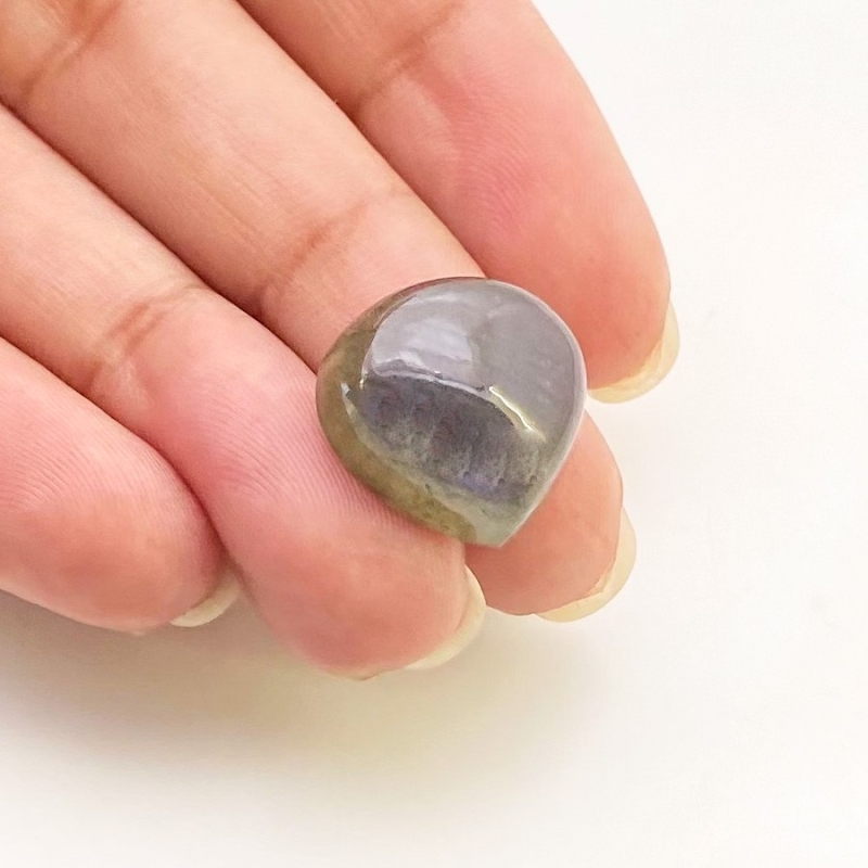 13.45 Carats Labradorite 15mm Smooth Heart Shape AA Grade Loose Cabochon - Total 1 Pc.