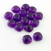 43 Carat African Amethyst 8mm Smooth Square Cushion Shape AA Grade Cabochons Parcel - Total 15 Pcs.