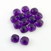 43 Carat African Amethyst 8mm Smooth Square Cushion Shape AA Grade Cabochons Parcel - Total 15 Pcs.