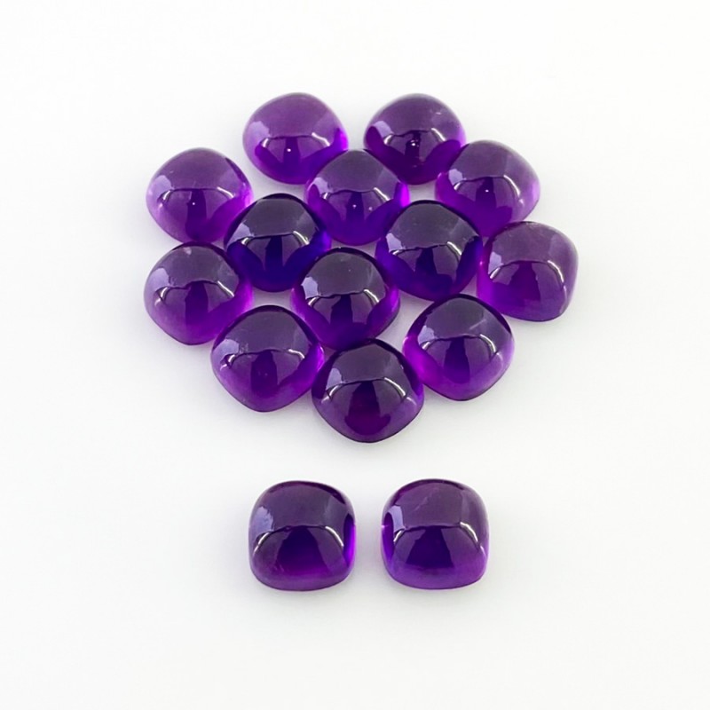 43 Carat African Amethyst 8mm Smooth Square Cushion Shape AA Grade Cabochons Parcel - Total 15 Pcs.
