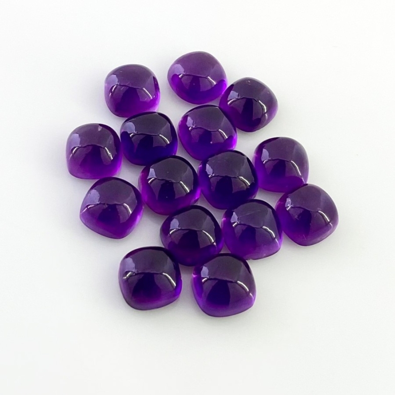 43 Carat African Amethyst 8mm Smooth Square Cushion Shape AA Grade Cabochons Parcel - Total 15 Pcs.