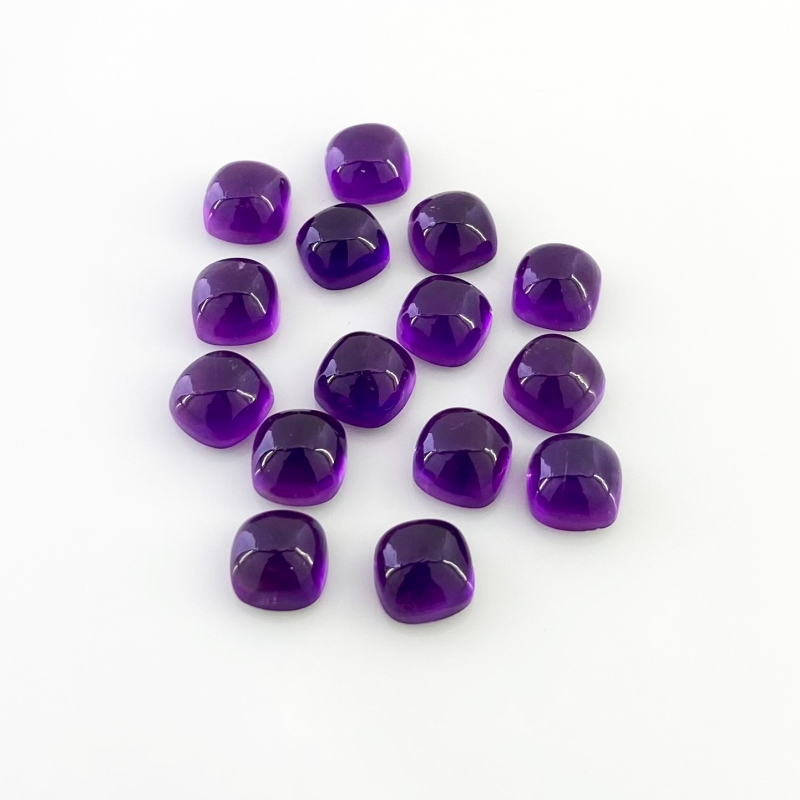 43 Carat African Amethyst 8mm Smooth Square Cushion Shape AA Grade Cabochons Parcel - Total 15 Pcs.