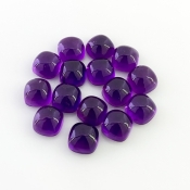 43 Carat African Amethyst 8mm Smooth Square Cushion Shape AA Grade Cabochons Parcel - Total 15 Pcs.