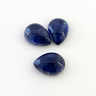 14.40 Carat Iolite 14x10mm Smooth Pear Shape A Grade Cabochons Parcel - Total 3 Pcs.