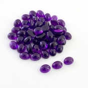 53.10 Carat African Amethyst 7x5mm Smooth Oval Shape A Grade Cabochons Parcel - Total 55 Pcs.