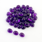 53.10 Carat African Amethyst 7x5mm Smooth Oval Shape A Grade Cabochons Parcel - Total 55 Pcs.