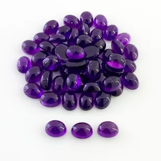 53.10 Carat African Amethyst 7x5mm Smooth Oval Shape A Grade Cabochons Parcel - Total 55 Pcs.