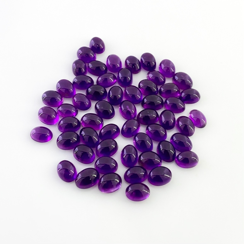 53.10 Carat African Amethyst 7x5mm Smooth Oval Shape A Grade Cabochons Parcel - Total 55 Pcs.