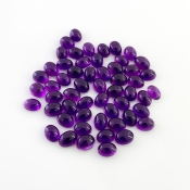 53.10 Carat African Amethyst 7x5mm Smooth Oval Shape A Grade Cabochons Parcel - Total 55 Pcs.