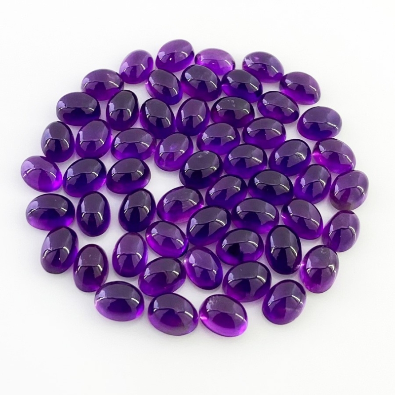 53.10 Carat African Amethyst 7x5mm Smooth Oval Shape A Grade Cabochons Parcel - Total 55 Pcs.