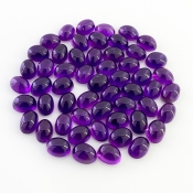 53.10 Carat African Amethyst 7x5mm Smooth Oval Shape A Grade Cabochons Parcel - Total 55 Pcs.