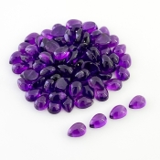 64.70 Carat African Amethyst 7x5mm Smooth Pear Shape A Grade Cabochons Parcel - Total 87 Pcs.