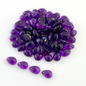 64.70 Carat African Amethyst 7x5mm Smooth Pear Shape A Grade Cabochons Parcel - Total 87 Pcs.